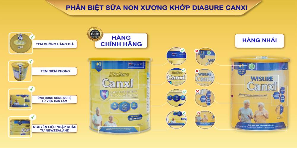 cách phân biệt thật giả sữa diasure canxi mới